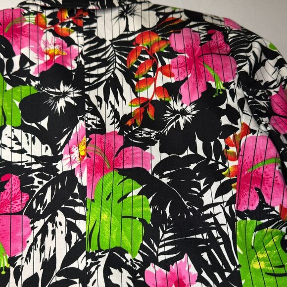 VTG Harve' Benard By Bernard Holtzman Women's Tropical Pin Stripe Floral Blazer - Picture 5 of 8